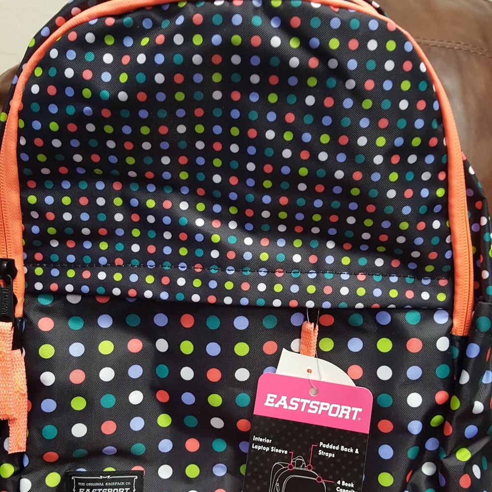 Backpack Eastsport Black Orange Multi Color
